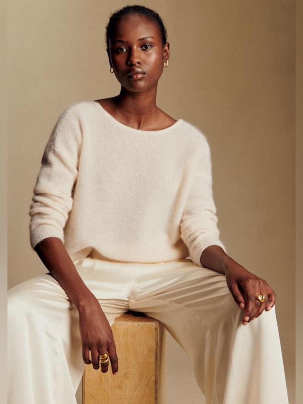 Sezane Barry Cardigan Ecru Cream Mohair Alpaca Button Front Sweater Small - Picture 4 of 11